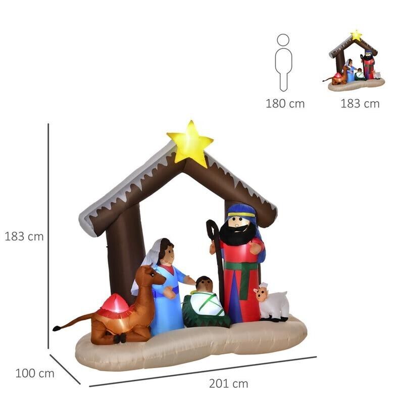 PRESEPE DI NATALE GONFIABILE 183CM CON 5 LUCI LED E GONFIATORE INTEGRATI