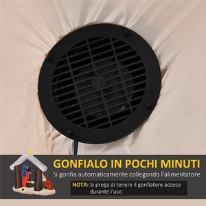 PRESEPE DI NATALE GONFIABILE 183CM CON 5 LUCI LED E GONFIATORE INTEGRATI