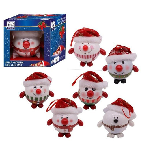 MA MAISON SET 3 PALLINE LUMINOSE NATALIZIE PER ALBERO DI NATALE SFERA SMILE CON 5 LED MISURA 8 CM PERSONAGGI ASSORTITI
