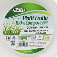 KIT SET 3 PZ MAURY'S PIATTI 50 PZ FRUTTA 18 CM COMPOSTABILI BIODEGRADABILI