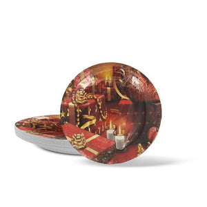 PIATTI DI CARTA NATALIZI PIANI 24 PEZZI IN COLAZIONE ROSSO