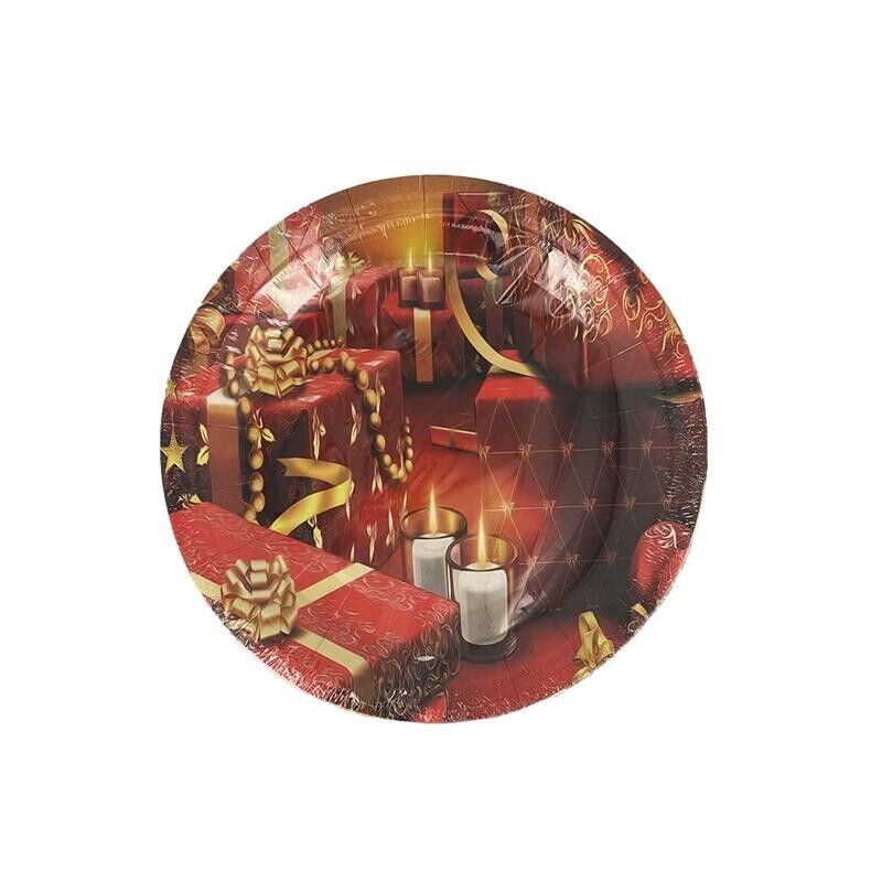 PIATTI DI CARTA NATALIZI PIANI 24 PEZZI IN COLAZIONE ROSSO