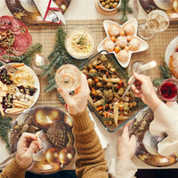 PIATTI DI CARTA NATALIZI PIANI 120 PEZZI IN COLORAZIONE ORO +120 PZ BICCHIERI ORO NATALIZI