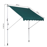 TENDA DA SOLE CON MANOVELLA E ANGOLO REGOLABILE 200 X 150 CM VERDE
