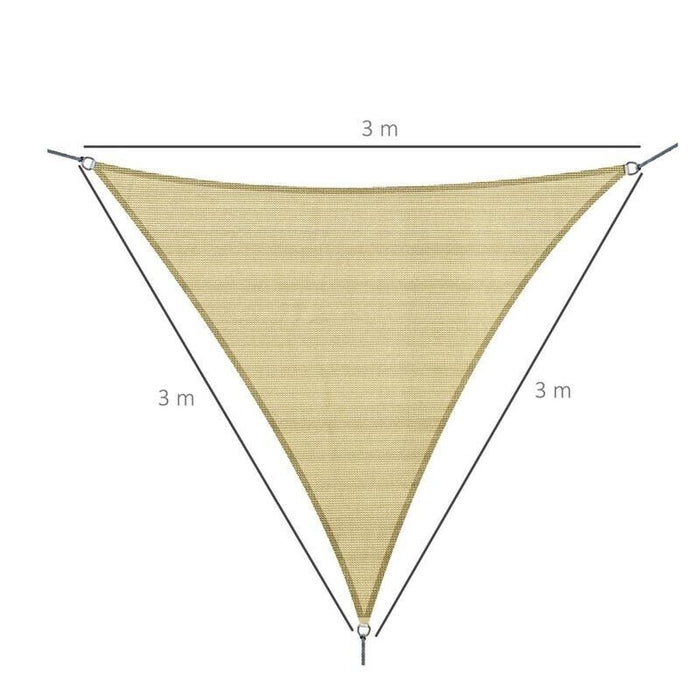 TENDA DA SOLE A VELA OMBREGGIANTE TRIANGOLARE 3 X 3 X 3 MT COLORE CREMA