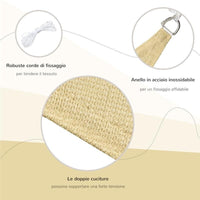 TENDA DA SOLE A VELA OMBREGGIANTE TRIANGOLARE 3 X 3 X 3 MT COLORE CREMA