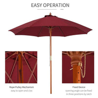 OMBRELLONE DA GIARDINO 2.5 X2.5 M CON TETTUCCIO ANTIVENTO IN POLIESTERE ROSSO