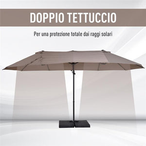OMBRELLONE DOPPIO IN ACCIAIO E POLIESTERE 270 X 460 X 2 MARRONE