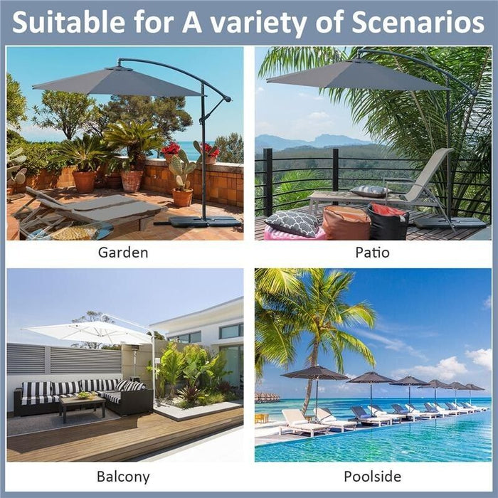 OMBRELLONE DA GIARDINO A BRACCIO DELUXE INCLINABILE CON MANOVELLA 3 M GRIGIO