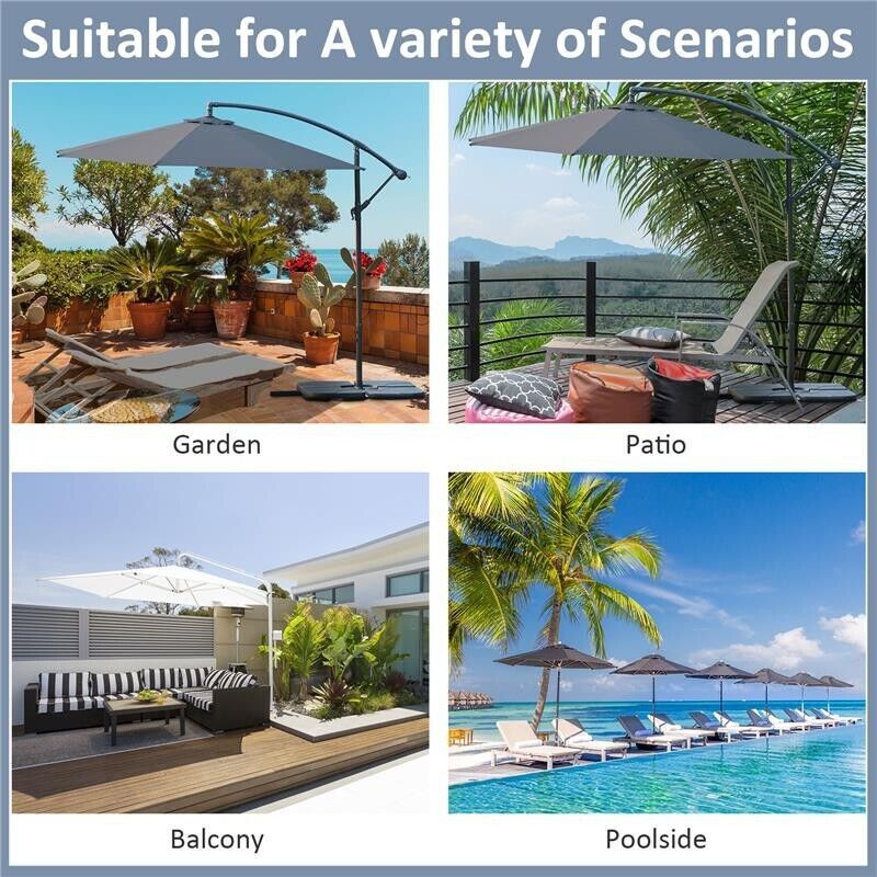 OMBRELLONE DA GIARDINO A BRACCIO DELUXE INCLINABILE CON MANOVELLA 3 M GRIGIO