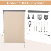 TENDA DA SOLE AVVOLGIBILE CON INSTALLAZIONE A MURO 120 X 200 CM BEIGE