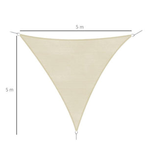 TENDA DA SOLE A VELA OMBREGGIANTE TRIANGOLARE 5 X 5 X 5 MT COLORE BEIGE