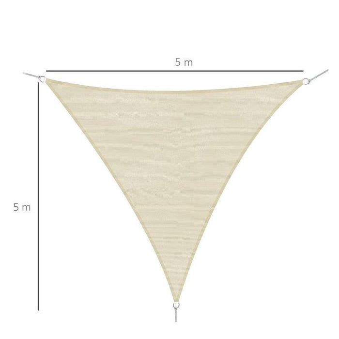TENDA DA SOLE A VELA OMBREGGIANTE TRIANGOLARE 5 X 5 X 5 MT COLORE BEIGE