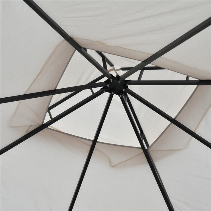 GAZEBO DA GIARDINO IN METALLO CON DOPPIO TETTUCCIO 3 X 3 M BEIGE