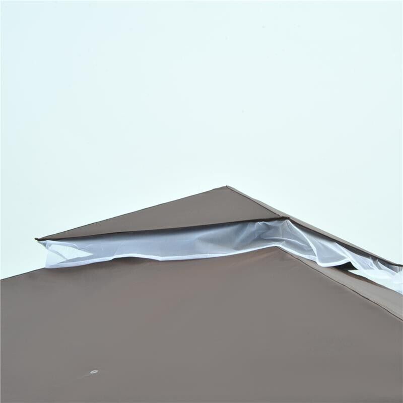 GAZEBO CON ZANZARIERA TETTO A 2 LIVELLI  STRUTTURA IN METALLO 3 X 3 M MARRONE