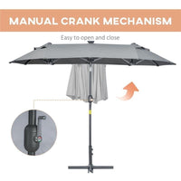 OMBRELLONE DOPPIO CON BASE A CROCE E LUCI LED 295 X 150 X 219 CM GRIGIO