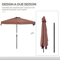 OMBRELLONE SEMICIRCOLARE DA TERRAZZA E GIARDINO CON MANOVELLA, 230X130X249CM CREMA