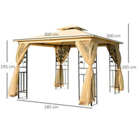 GAZEBO DA GIARDINO DI LUSSO TENDONE DA GIARDINO 3 X 3 M