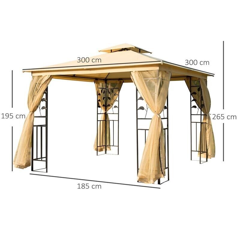 GAZEBO DA GIARDINO DI LUSSO TENDONE DA GIARDINO 3 X 3 M