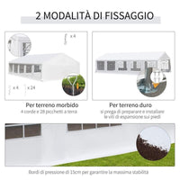 GAZEBO DA GIARDINO CON PARETI RIMOVIBILI E FINESTRE 10 X 6 M
