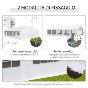 GAZEBO DA GIARDINO CON PARETI RIMOVIBILI E FINESTRE 10 X 6 M