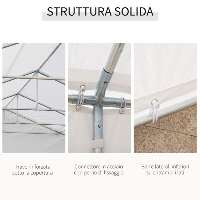 GAZEBO DA GIARDINO CON PARETI RIMOVIBILI E FINESTRE 10 X 6 M