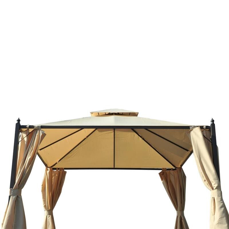 GAZEBO DA GIARDINO IMPERMEABILE 3 X 3M CON 4 PANNELLI LATERALI BEIGE