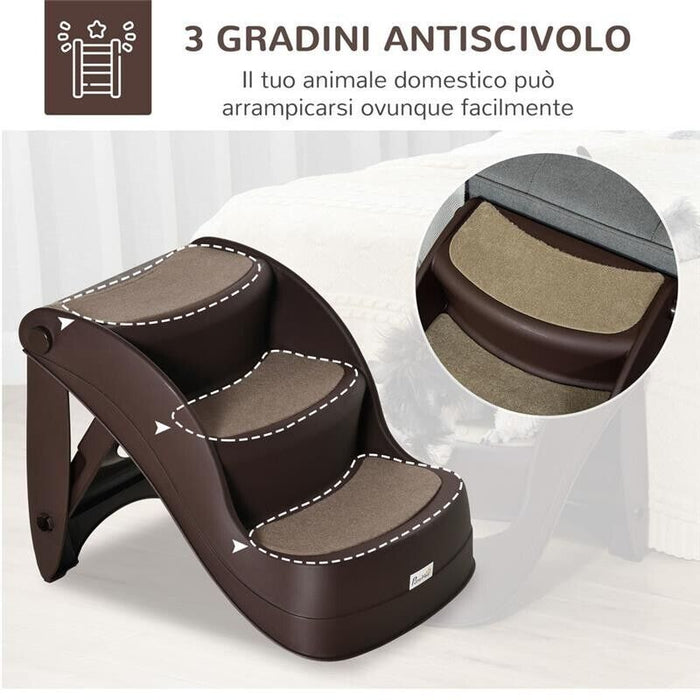 SCALETTA PER CANI PIEGHEVOLE CON 3 GRADINI ANTISCIVOLO IN PP 49×38×38CM