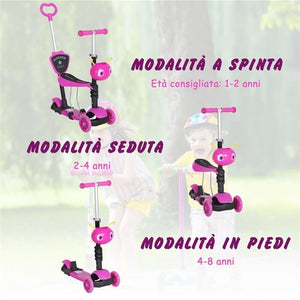 MONOPATTINO 3 RUOTE PER BAMBINI SEDILE E MANIGLIONE ALTEZZA REGOLABILE