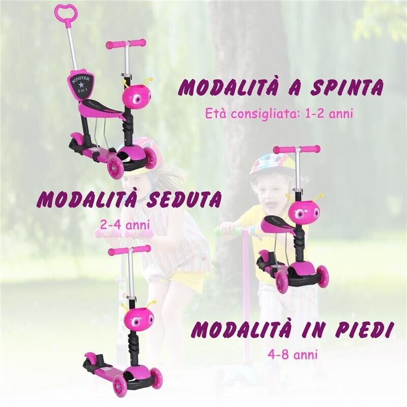 MONOPATTINO 3 RUOTE PER BAMBINI SEDILE E MANIGLIONE ALTEZZA REGOLABILE