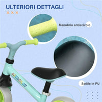 BICI SENZA PEDALI PER BAMBINI MAX 4 ANNI CON SELLA REGOLABILE, IN ACCIAIO, PP, PU E TPR, 66.5X34X47 CM