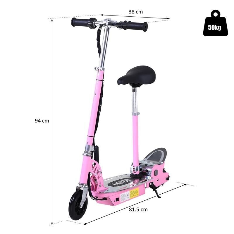 MONOPATTINO ELETTRICO CON SELLINO PER BAMBINI, ROSA