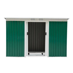 CASETTA PORTA ATTREZZI DA GIARDINO VERDE IN LAMIERA DI FERRO 277 X 130 X 173 CM