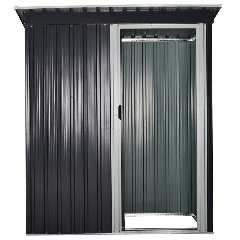 CASETTA PORTA ATTREZZI CON PORTA SCORREVOLE IN ACCIAIO NERO 163 X 89 X 182 CM