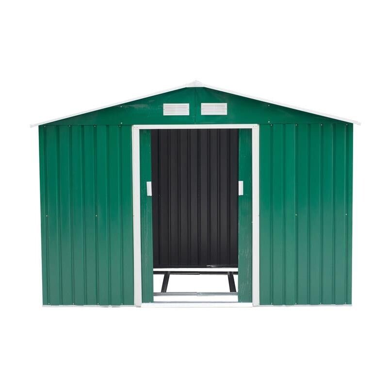 CASETTA PORTA ATTREZZI DA GIARDINO IN ACCIAIO ZINCATO VERDE 277 X 191 X 192 CM