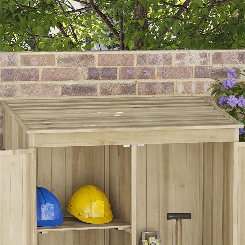 CASETTA DA GIARDINO IN LEGNO DI ABETE CON 2 PORTE E RIPIANI 120 X 57 X 183 CM