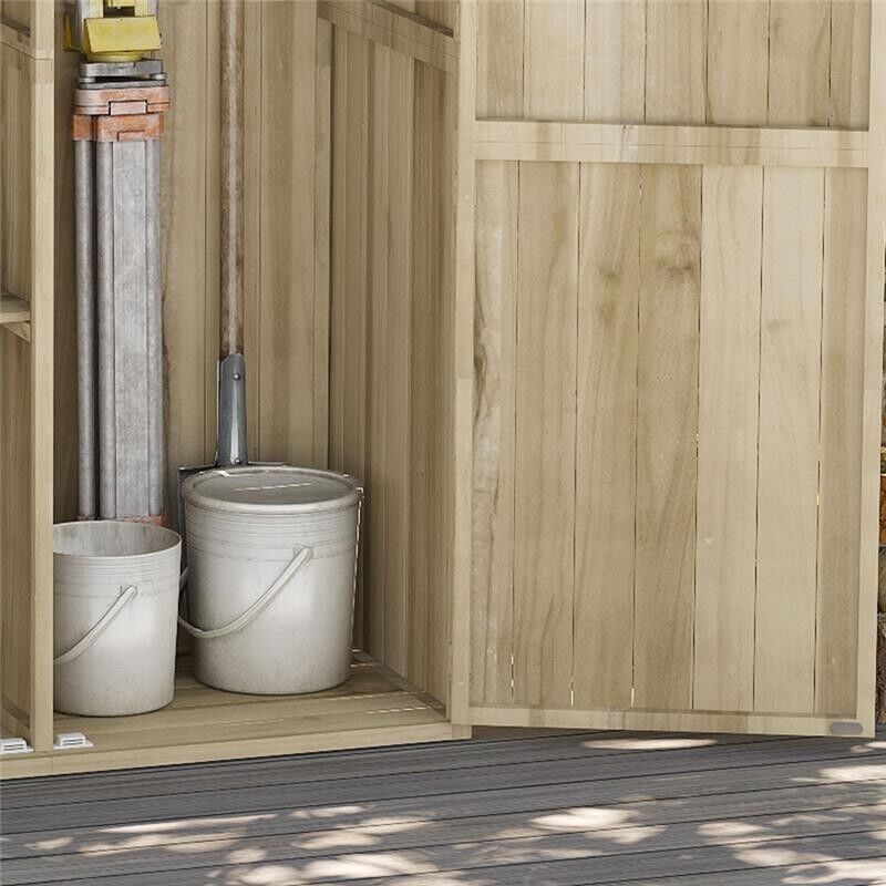 CASETTA DA GIARDINO IN LEGNO DI ABETE CON 2 PORTE E RIPIANI 120 X 57 X 183 CM