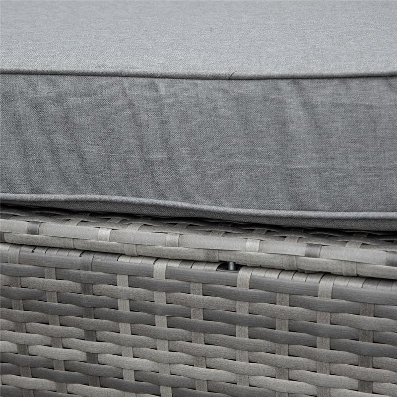 SALOTTO DA GIARDINO IN RATTAN CON DIVANO ANGOLARE E TAVOLINO GRIGIO SCURO