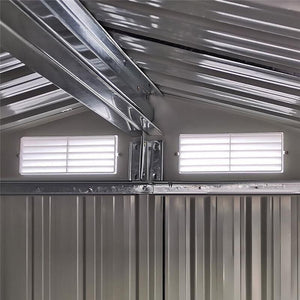 CASETTA DA GIARDINO IN ACCIAIO CON TETTO INCLINATO 152X132X188 CM GRIGIO