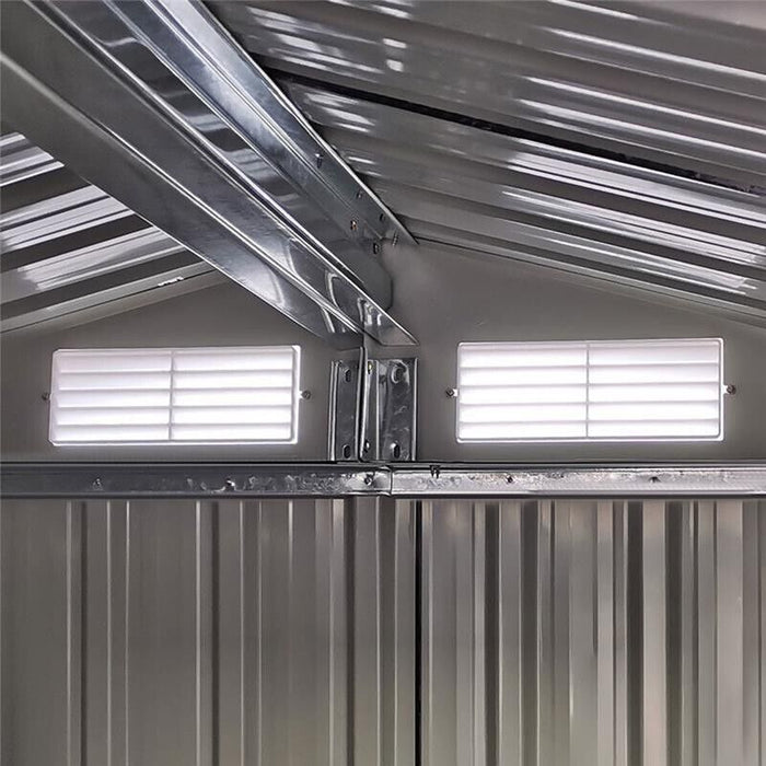 CASETTA DA GIARDINO IN ACCIAIO CON TETTO INCLINATO 152X132X188 CM GRIGIO