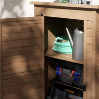 ARMADIO DA GIARDINO IN LEGNO CON RIPIANO REGOLABILE E CATENACCIO, 75X56X117CM, MARRONE