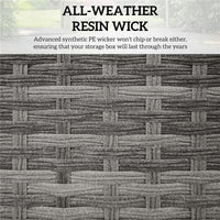 CESTA CONTENITORE DA GIARDINO E CASA IN RATTAN CON TESSUTO INTERNO, 57X34X62CM, GRIGIO