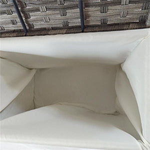 CESTA CONTENITORE DA GIARDINO E CASA IN RATTAN CON TESSUTO INTERNO, 57X34X62CM, GRIGIO