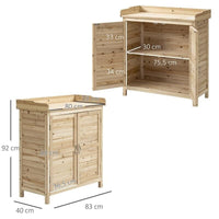 ARMADIETTO DA ESTERNO A 2 RIPIANI IN LEGNO DI ABETE CON DESIGN RIALZATO E 2 ANTE, 83X40X92 CM