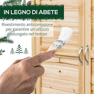 ARMADIETTO DA ESTERNO A 2 RIPIANI IN LEGNO DI ABETE CON DESIGN RIALZATO E 2 ANTE, 83X40X92 CM