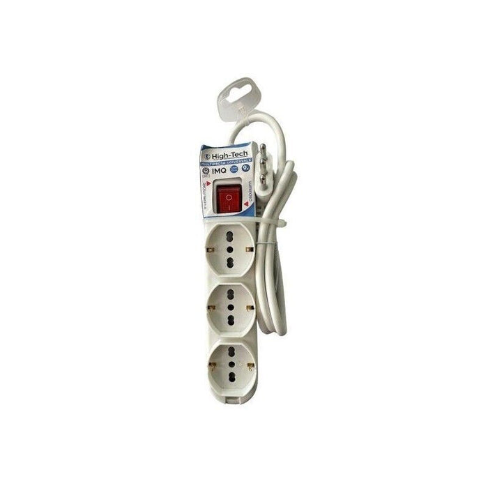 HIGH-TECH MULTIPRESA COMBO UNIVERSALE 2X3 PRESE 2P+T 10/16A BIPASSO+3 SCHUKO 10/16A BIANCA 9 POSTI