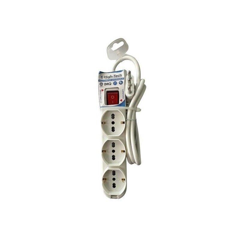 HIGH-TECH MULTIPRESA COMBO UNIVERSALE 2X3 PRESE 2P+T 10/16A BIPASSO+3 SCHUKO 10/16A BIANCA 9 POSTI