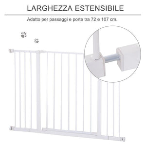 CANCELLETTO PER CANI ESTENSIBILE DA 72 A 107 CM CON MONTAGGIO A PRESSIONE