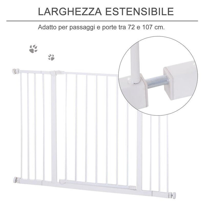 CANCELLETTO PER CANI ESTENSIBILE DA 72 A 107 CM CON MONTAGGIO A PRESSIONE