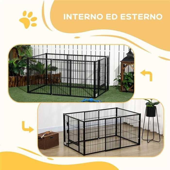 RECINTO PER CANI TAGLIA PICCOLA PER ESTERNI E INTERNI 82.5-150X79X61CM